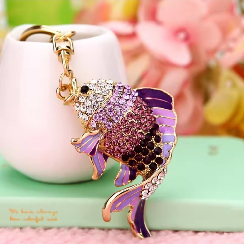Gold and Purple Fish Keychain